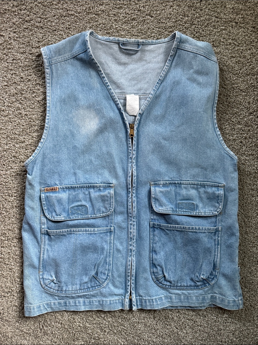 Gitano Vintage Light Wash Denim Utility Vest with Front Pockets - Picture 1 of 7